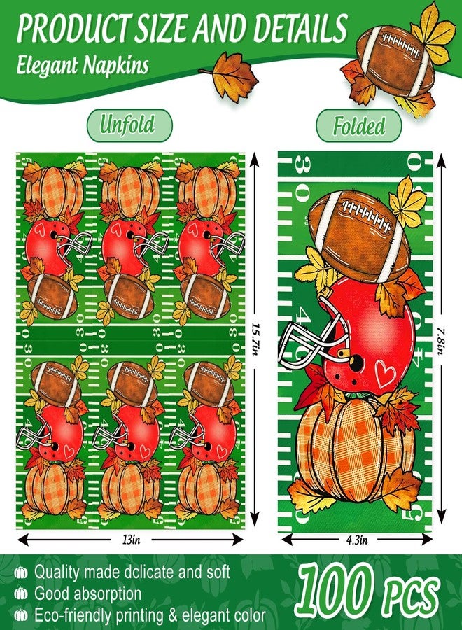 JarThenaAMCS مناديل ورقية للاستخدام مرة واحدة من JarThenaAMCS، 100 قطعة، بتصميمات مستوحاة من كرة القدم الأمريكية والرجبي واليقطين، مثالية لتزيين مائدة الطعام في الحفلات والمناسبات الرياضية. - Image 2